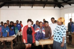 One of the classes and teachers share information with Dr. Radd in a local school in Tanzania, Africa.