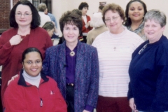 Dr. Radd with Coordinator, Deanna Clapsaddle, and counselors at a training workshop. She presented Developmental Guidance, Counseling and Education for the New Millennium, for counselors in the Fort Bend Independent School District, Sugar Land, Texas. February 2003.
