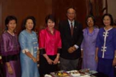 Dr. Radd being welcomed to Ramkhamhaeng University in Bangkok, Thailand, by the president of the university along with other Ramkhamhaeng professors.