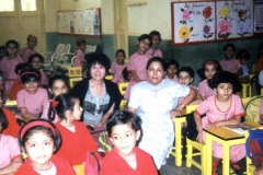 Dr. Radd visiting a classroom at St. Anthony's School, Agra, India.